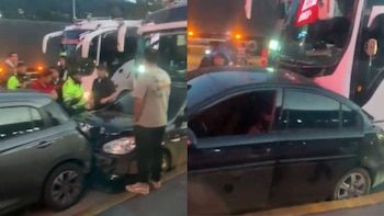 Buses y carros particulares quedaron