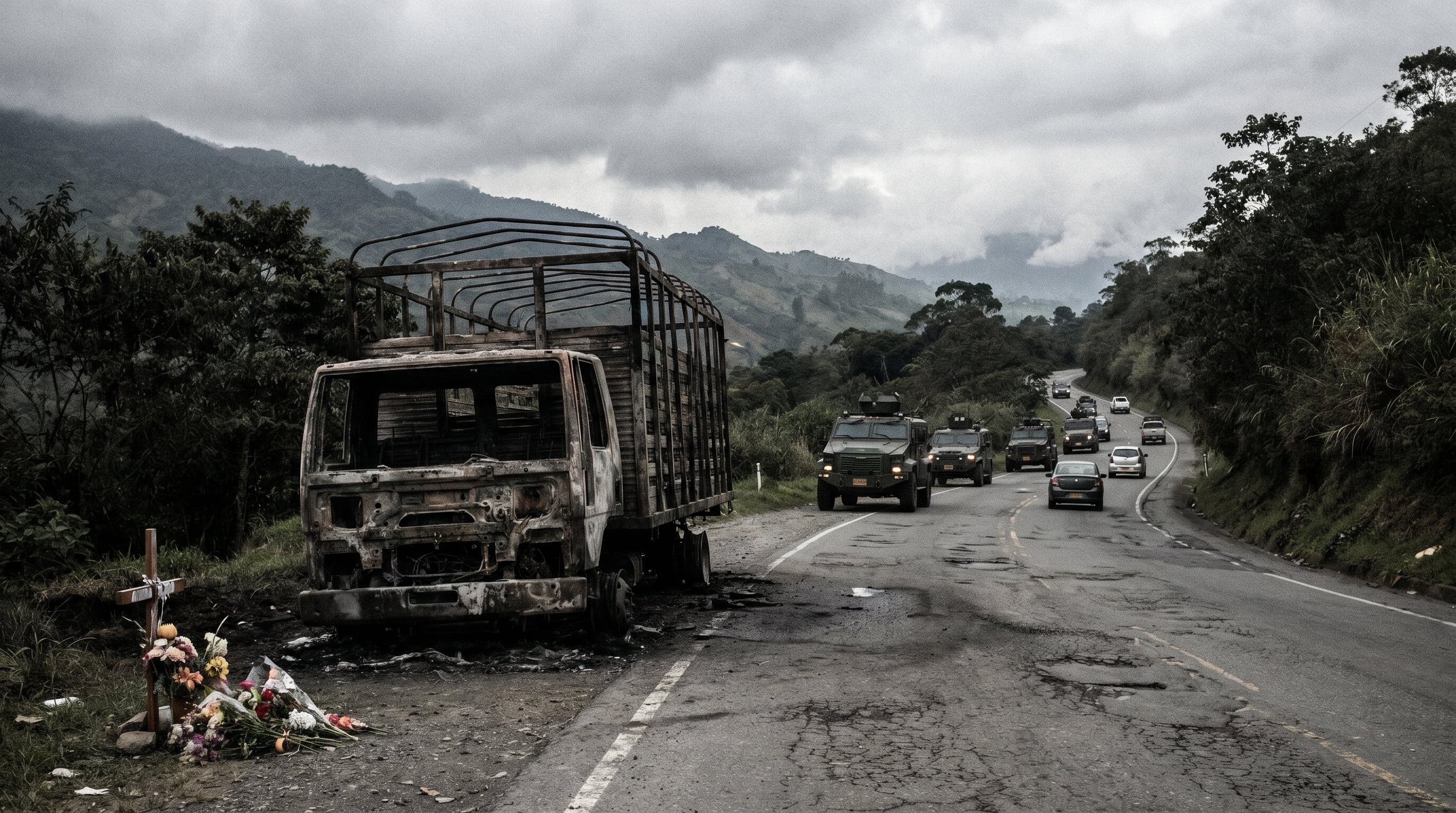 La Asamblea Nacional del Transporte expuso que más de 140 conductores han perdido sus vehículos por acciones violentas por parte de grupos armados - crédito Visuales IA