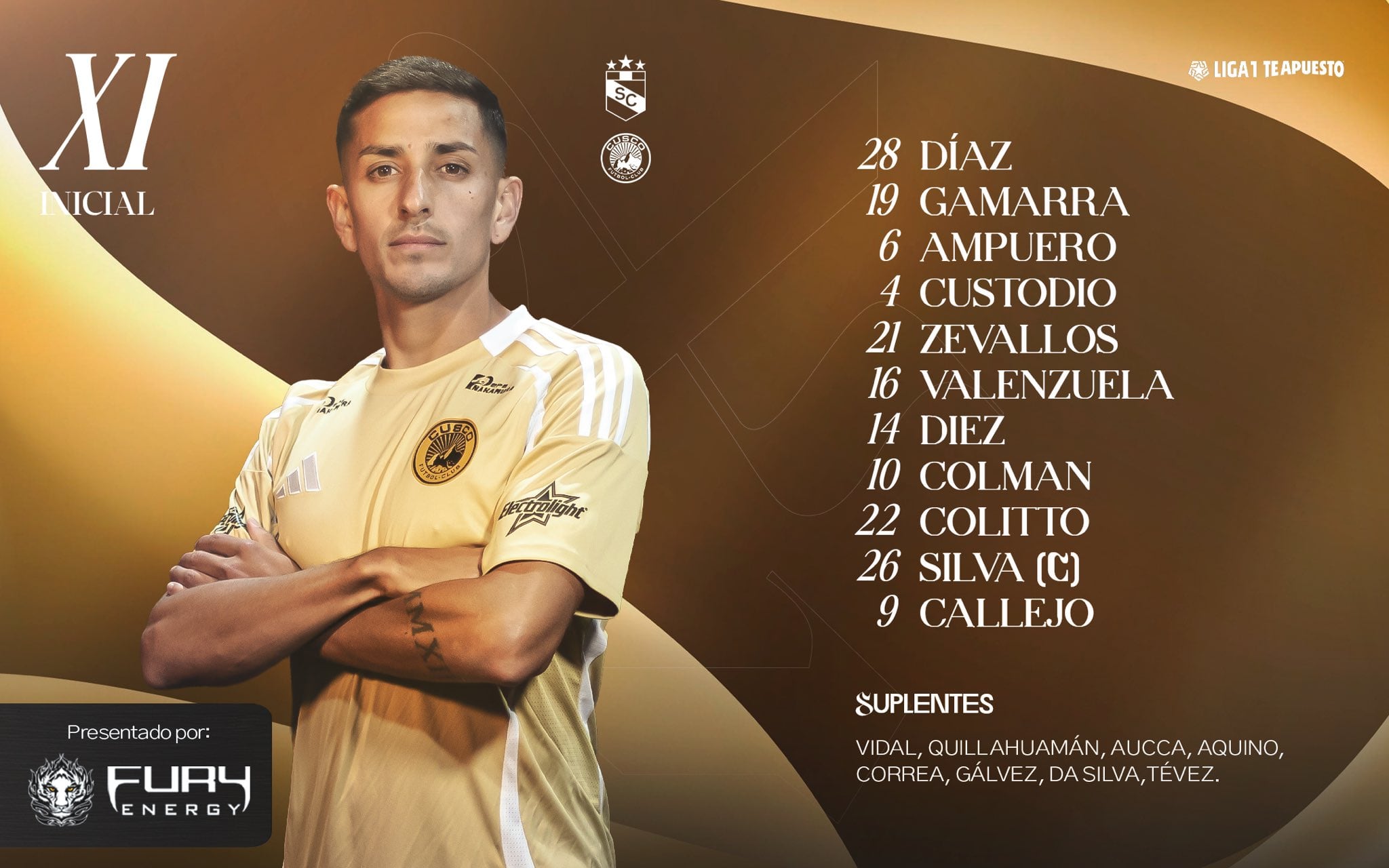 Once de Cusco FC para el partido ante Sporting Cristal en el Nacional - Crédito: Club Cusco.