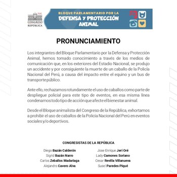 Comunicado rechazando el uso de