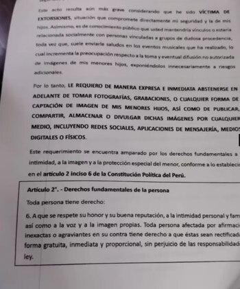 Pamela López envió carta notarial