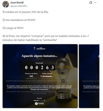 Una de las denuncias en torno a la primera etapa de la venta de boletería para la final de la Copa Sudamericana 2026 - crédito Juan David/X