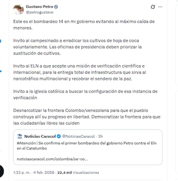 El presidente Gustavo Petro informó
