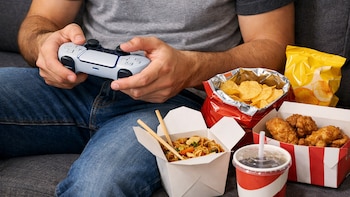 Comer mientras juegas no es el mejor consejo al jugar: qué pasa si se moja o cae algo al mando