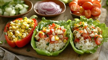 Enrollados de lechuga y pimientos