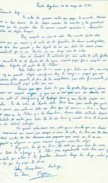 Carlos Martella le escribió una carta a su hijo desde las Malvinas