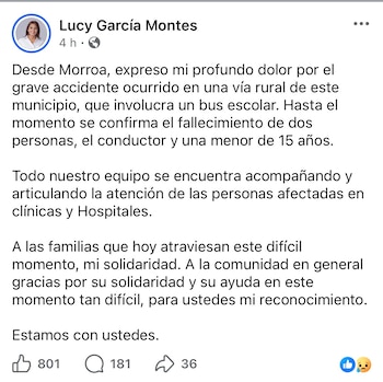 Lucy García Montes, gobernadora de Sucre, informí que "todo nuestro equipo se encuentra acompañando y articulando la atención de las personas afectadas en clínicas y hospitales" - crédito Lucy García Montes/Facebook