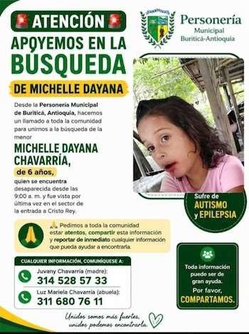 La Personería de Buriticá pide información ciudadana y habilita líneas para ubicar a Michelle Dayana Henao - crédito Personería de Buriticá