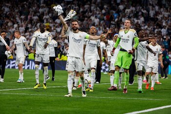 Celebración del Madrid tras acceder