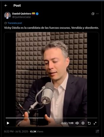 Daniel Quintero habló de Vicky