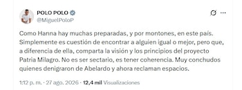 Miguel Polo Polo defendió que los cargos de libre nombramiento y remoción sean ocupados por personas que compartan la orientación del Gobierno - crédito @MiguelPoloP/X