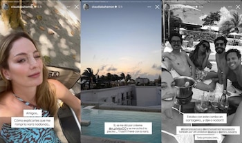 La presentadora mostró el vendaje y las secuelas del accidente sufrido nadando en una piscina, luego de finalizar una jornada de grabaciones - crédito @claudiabahamon/Instagram