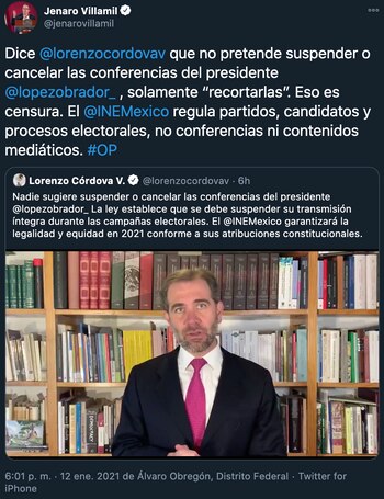 Con este tuit, Villamil atacó