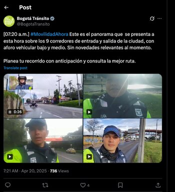 Bogotá Tránsito informó de como