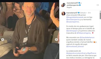 Simón Brand, padre de Samuel y expareja de Claudia Bahamón, estuvo presente en la pasarela de su hijo en el Bogotá Fashion Week - crédito @marcelamar07/Instagram