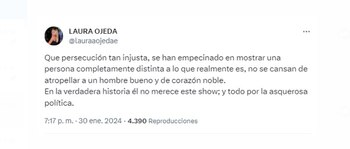 Laura Ojeda defendió a su