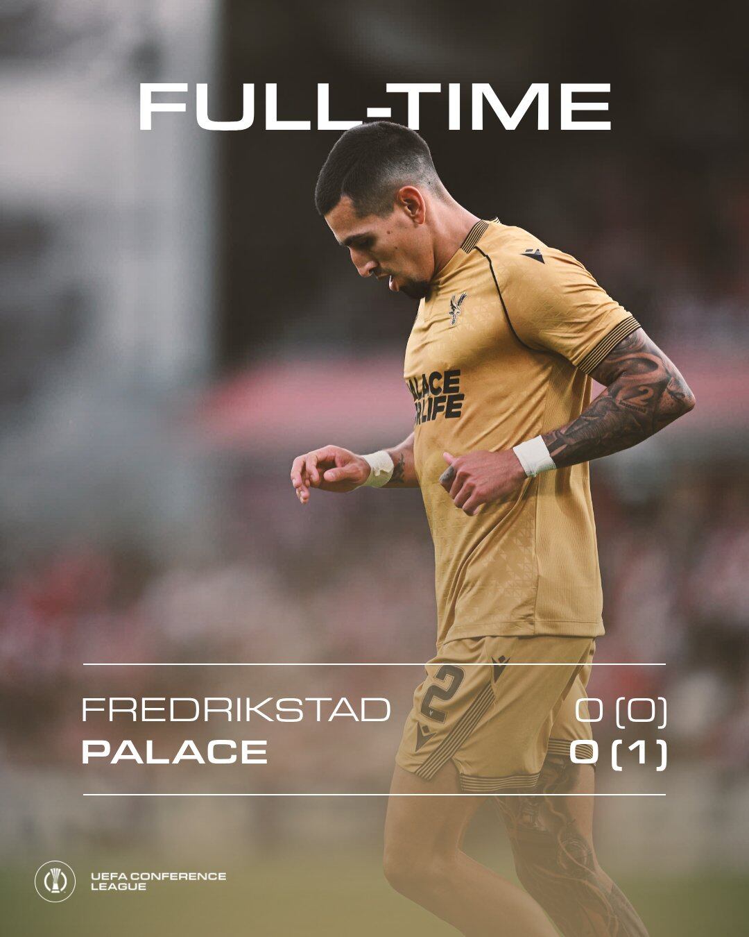 Daniel Muñoz tuvo una clara opción de gol en la serie contra Fredrikstad - crédito Crystal Palace