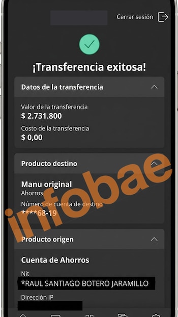 Transacciones de Santiago Botero - crédito