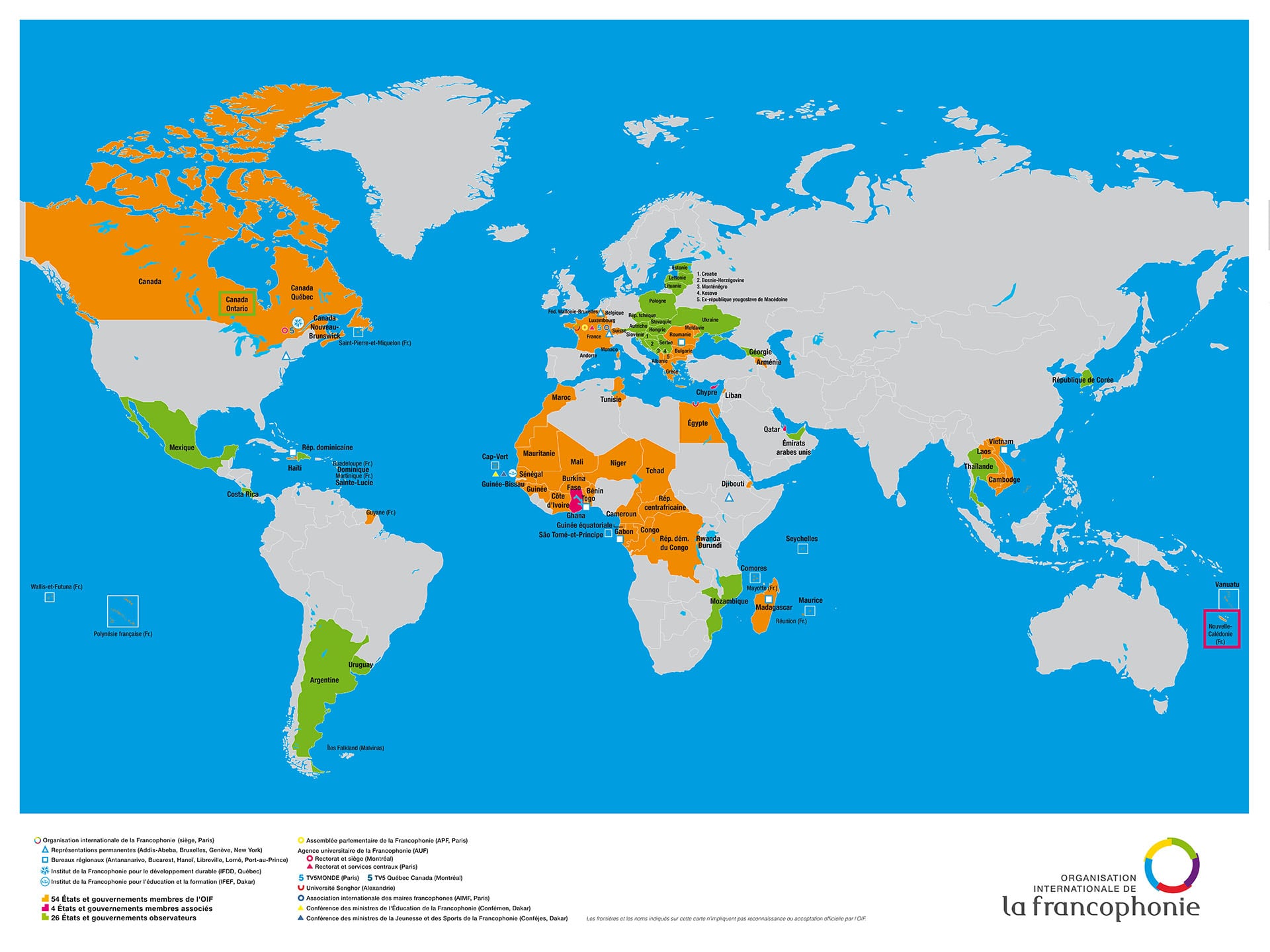 Mapa de la comunidad francófona en el mundo