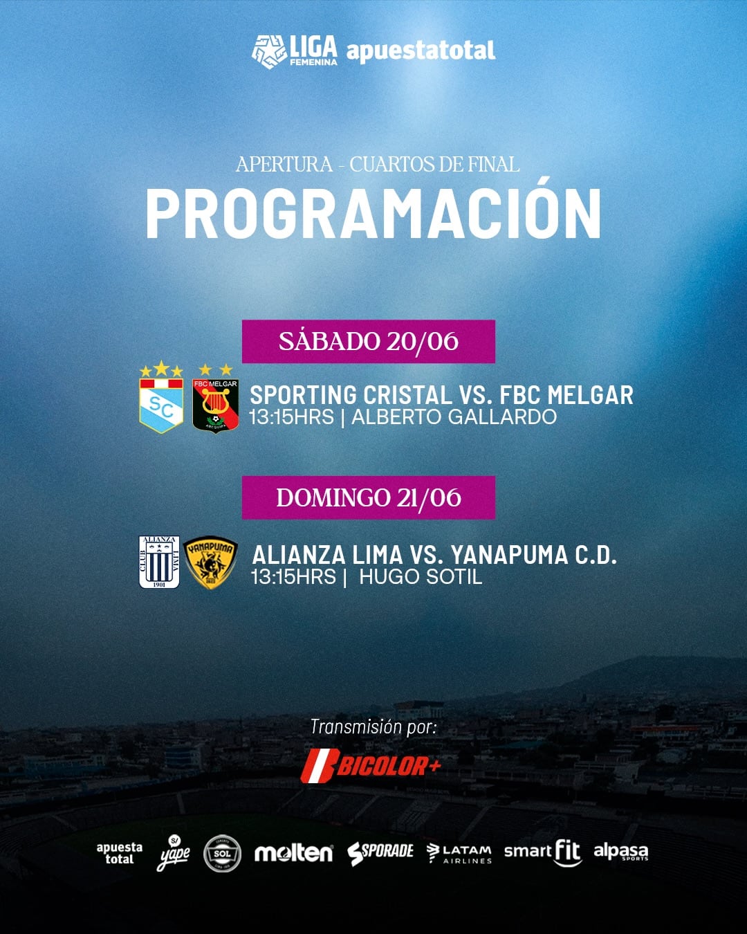 Cruces de cuartos de final del Torneo Apertura de la Liga Femenina 2026. Crédito: Instagram Liga Femenina.