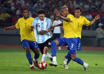 Messi contra Brasil en los Juegos Olímpicos 2008