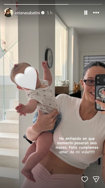 Oriana Sabatini compartió una historia con Gia Dybala Sabatini y expresó su emoción por el paso de los primeros seis meses de su hija