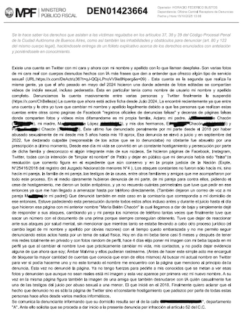 Denuncia hecha por la joven