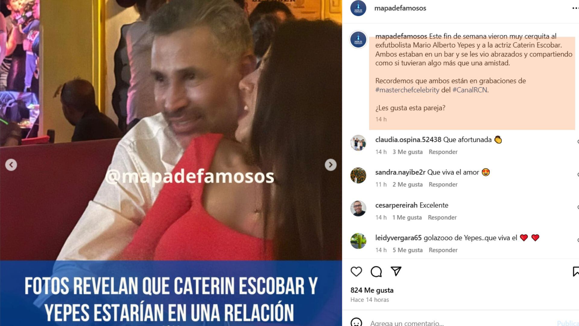 Mario Alberto Yepes y Caterin Escobar se fueron de rumba luego del rodaje de