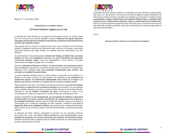 El Pacto Histórico aseguró que continuará promoviendo proyectos sobre trabajo, salud, educación, ambiente y desarrollo económico durante el nuevo periodo legislativo - crédito @PactoCol/X