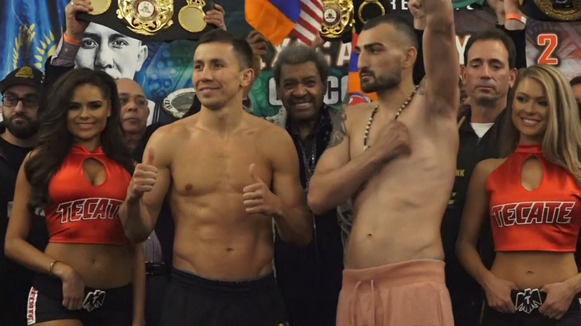Martirosyan, en el pesaje antes de la pelea ante Golovkin, en 2018