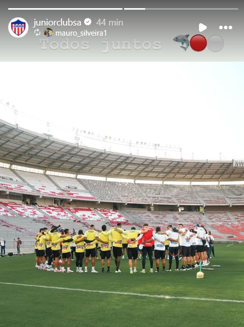 La historia de Mauro Silveira en su cuenta de Instagram en apoyo a su equipo, Junior de Barranquilla - crédito @mauro_silveira1