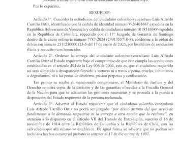 Resolución presidencial extradición alias Gocho