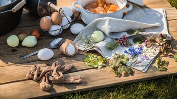 Eier färben mit Zwiebelschalen und