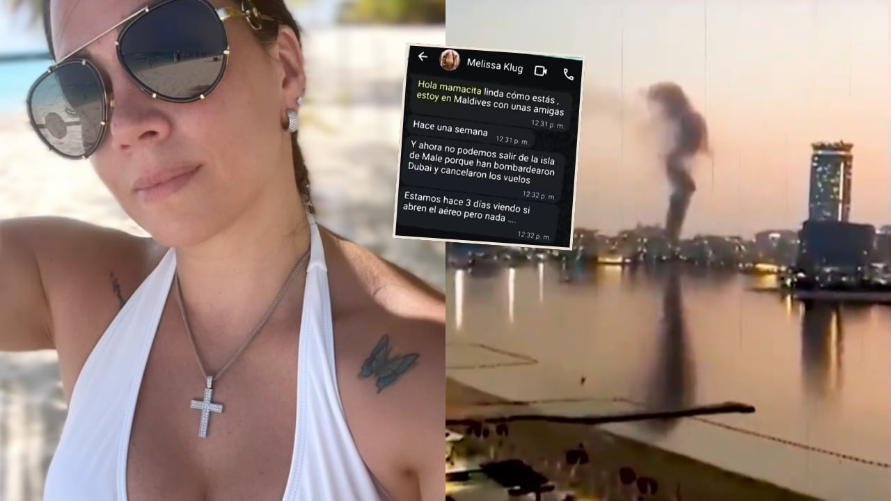 Melissa Klug permanece varada en las Maldivas por dos semanas tras la cancelación de vuelos a causa de los bombardeos en Dubái. (Instagram Melissa Klug / Captura de video)