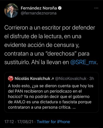 Noroña señaló que corrieron al