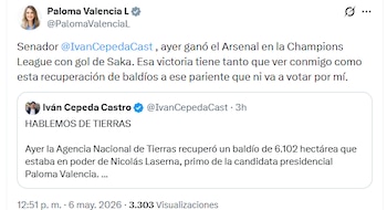 La senadora del Centro Democrático respondió a las críticas del candidato del Pacto Histórico - crédito @PalomaValenciaL/X