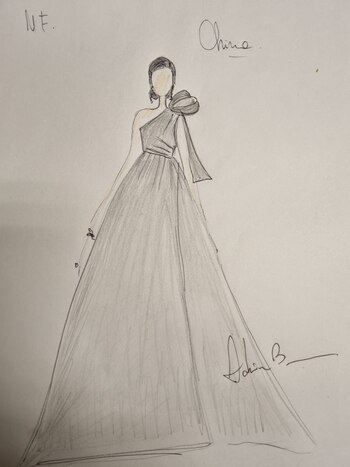 El figurín del vestido de