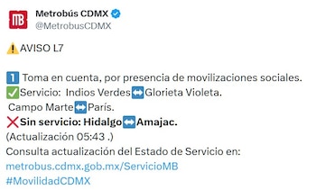 Avancen en tiempo real de las diversas líneas de la red de transporte público capitalino.
