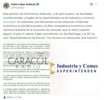 Pablo Felipe Robledo, exsuperintendente, alertó
