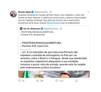 El tuit de Mario Abdo