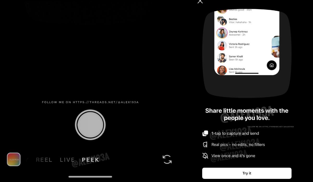 Fotos o videos efímeros que desaparecen tras ser vistos en la mensajería privada  (X/@alex193a)