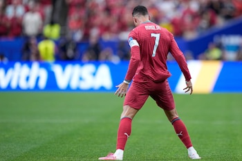El portugués Cristiano Ronaldo celebra después de anotar el primer gol de su equipo en partido por el Grupo K del Mundial entre Portugal y Uzbekistán, el martes 23 de junio de 2026, en Houston - crédito Ashley Landis/AP Foto