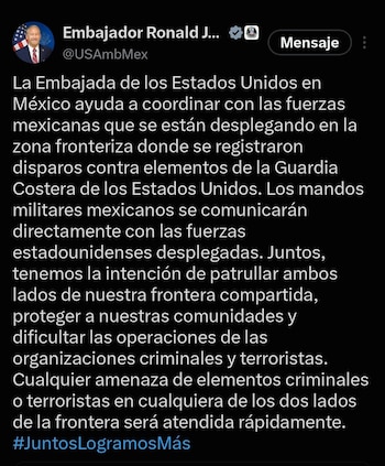 Embajador Ronald Johson sobre el operativo. (Captura de pantalla)