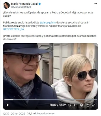 María Fernanda Cabal falou sobre a voz dos amigos de Petro y Alcocer que vão mexer os pauzinhos na Ecopetrol: