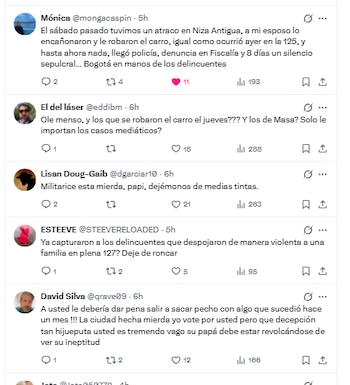 Denuncias en el perfil del alcalde Carlos Fernando Galán - crédito captura de pantalla @CarlosFGalan/X