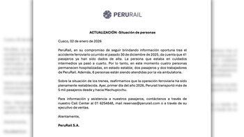 Perú Rail brinda actualización de
