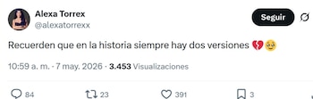 Alexa Torrex, en medio de la polémica, optó por responder con un mensaje en el que recordó que "siempre hay dos versiones" de cada historia, recibiendo el respaldo de sus seguidores - crédito Alexa Torrex / X
