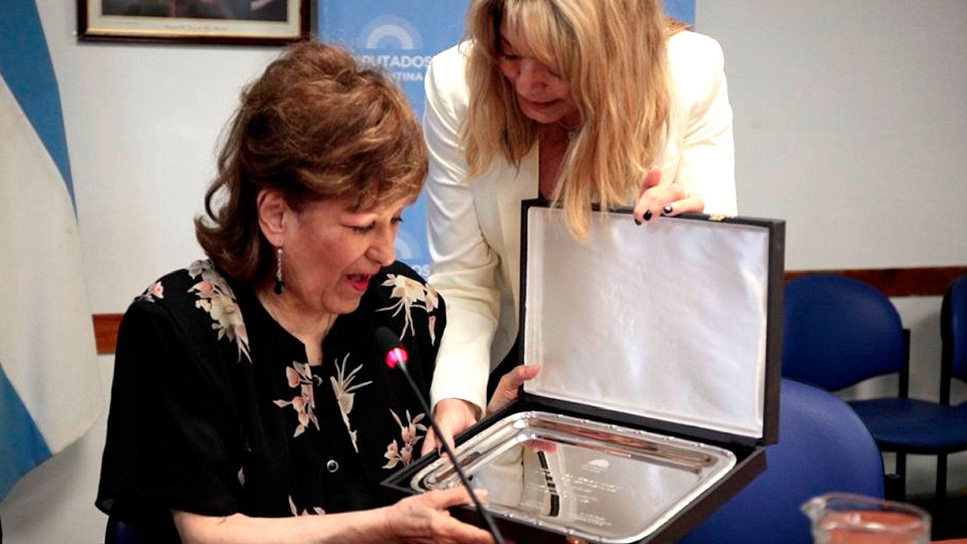 Ramona recibiendo su distinción en el Senado
