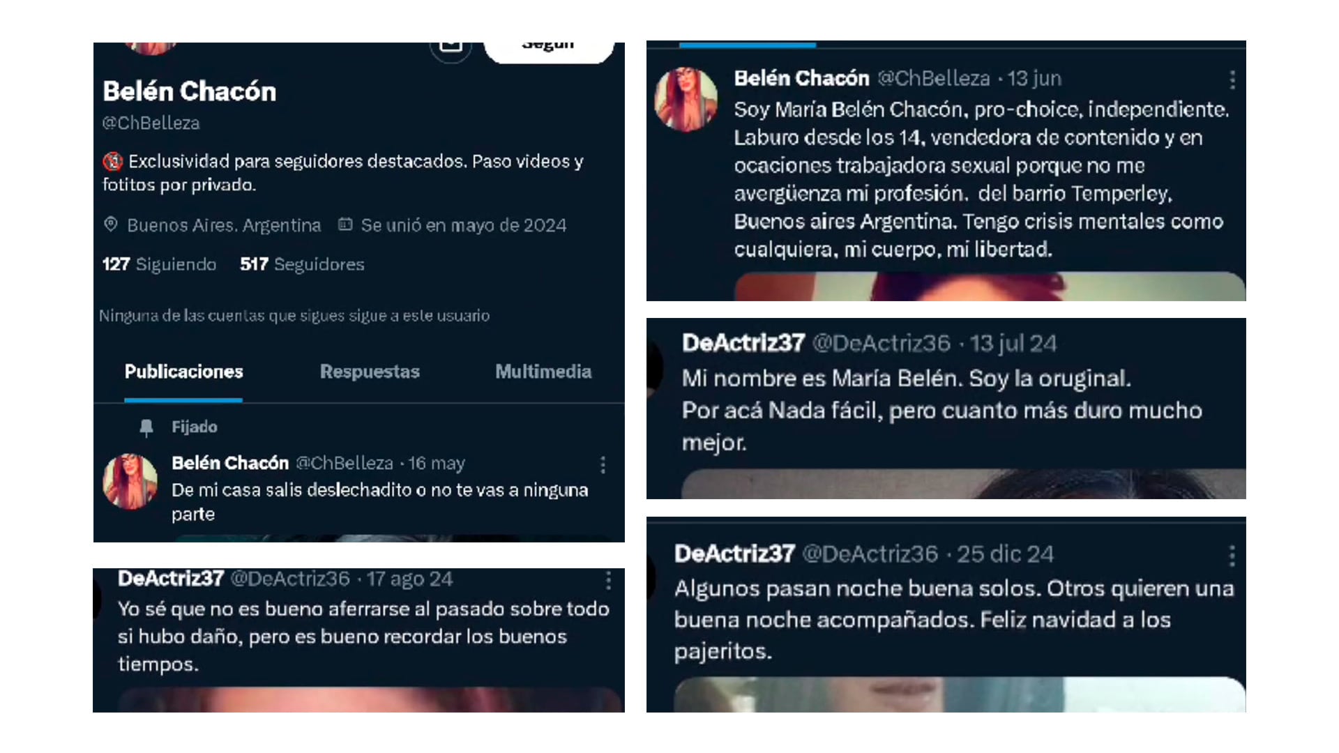 Estos son algunos de los tuits que fueron publicados en el perfil falso @chBelleza