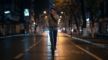 persona, sueño, conducción, vehículo, patineta, ciudad, noche. (Imagen Ilustrativa Infobae)